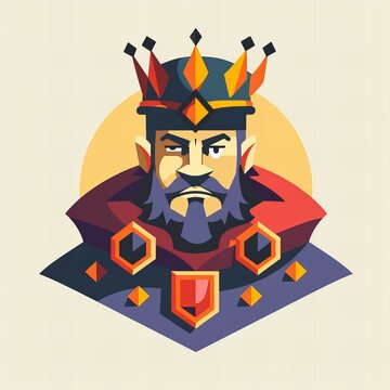 Flat vector logo of a game king