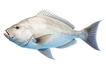 Obraz premium Image of a halibut fish isolated on white background. Fresh fish. Underwater animals. Generative AI.