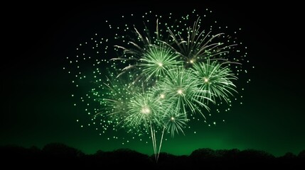 The St. Patrick's Day green fireworks display lights up the night sky, adding a dazzling and festive touch to the evening celebrations.
