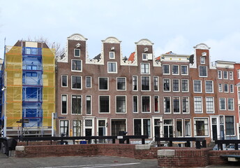 Amsterdam Street View with Nieuwe Herengracht Canal House Facades View, Netherlands