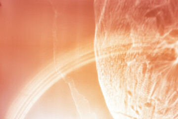 Sunlight background, abstract photo with sunshine flare as sphere, vivid colored minimal photo. Light effects texture, aesthetic view diffraction sunbeams, blur glow overlay, space planet