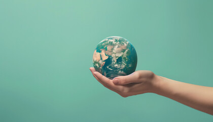 hand holding earth globe
