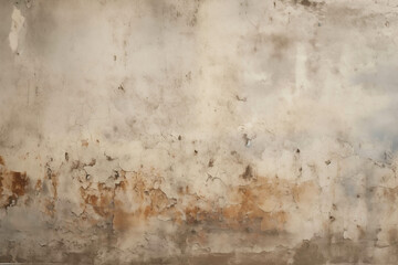 The old cement walls have peeling paint and decay over time. - obrazy, fototapety, plakaty