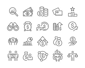 Finance Icons - Vector Line. Editable Stroke.