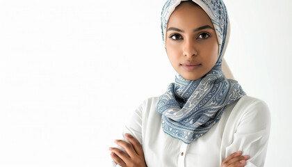 beautiful corporate model woman with hijab scarf