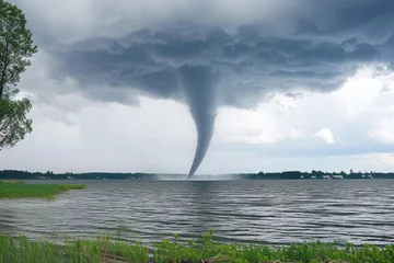 Fotobehang waterspout forming over a lake. © Formoney