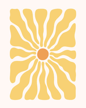 contemporary minimalist vector illustration of the sun shining brightly
