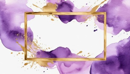 Purple and Gold Frame Watercolor background 