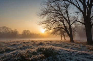 Fototapeta na wymiar morning sunlight in the meadow landscape