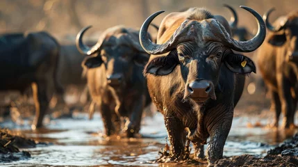  delightful image of buffaloes reveling in a mud pool, capturing their social dynamics and rugged beauty © Tina