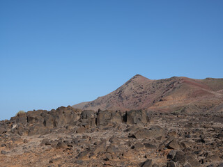 Rock boulders deposit from erosion near Las Palmas in the Canary islands