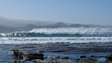 Rock formation, waves and ocean view in Las Palmas, Canary islands, Spain