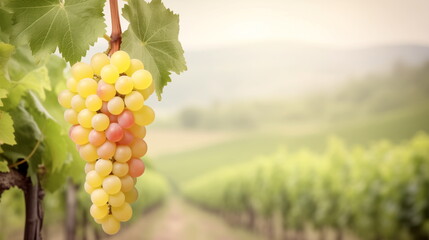 Harvest season of ripe grapes, winery, vineyard wine making. Glass of wine - obrazy, fototapety, plakaty