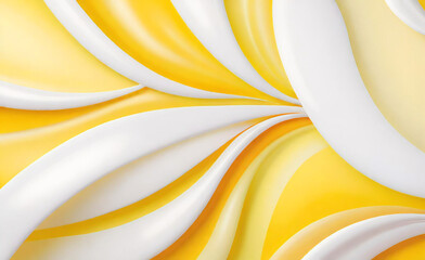 Textura satinada amarilla blanca que es fondo panorámico de seda de tela blanca, lujoso fondo de tela de seda abstracto dorado blanco transparente con ondas suaves hermosas.