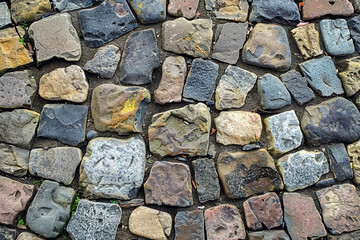 Cobblestone Texture. The Surface Irregularities, Colors, and Texture of Cobblestones.