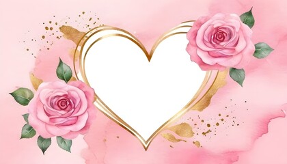 Pink Rose Love Floral flower watercolor background 