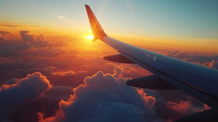 A Sunrise View from a Plance Focusing on the Golden Hour 