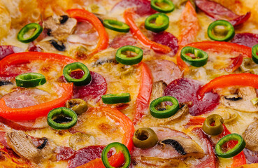 Italian pizza close up background