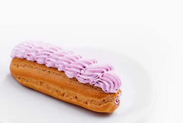 Fresh tasty eclairs isoalted on white background