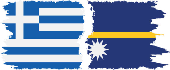 Fototapeta premium Nauru and Greece grunge flags connection vector