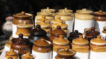 Traditional crockery items displayed in a shop