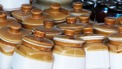 Traditional crockery items displayed in a shop