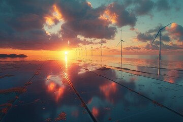 Eco-Friendly Energy Solutions: Solar Panels and Wind Turbines,Green Power Generation: Solar Cells and Wind Farm