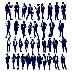 set of business people silhouettes in action vector illustration