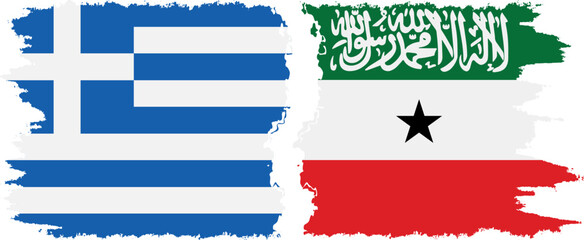 Somaliland and Greece grunge flags connection vector