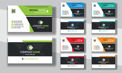 Creative modern clean corporate double-side business card template, personal visiting card, vector illustration, professional simple identity blue, red white and black elegant visiting card.