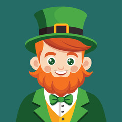 St patricks day vector with leprechaun flat illustration