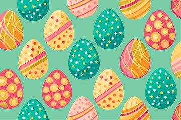 easter eggs background with seamless pattern