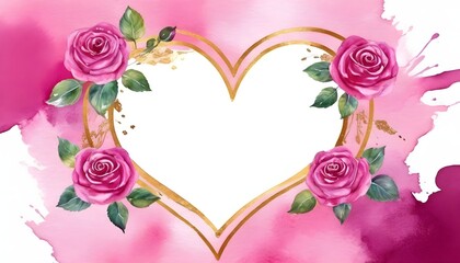 Pink Rose Love Floral flower watercolor background  