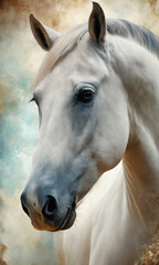 Obraz premium Fantasy Illustration of a wild Horse. Digital art style wallpaper background.