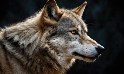 Naklejka premium Fantasy Illustration of a wild animal wolf. Digital art style wallpaper background.
