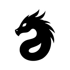 Black dragon animal logo icon vector design