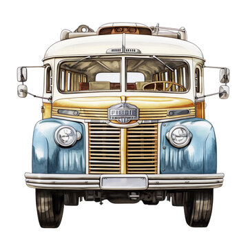 vintage filipino jeepney, photo realistic, simple design, front facing, clip art, white background,