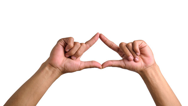Both hands form a shape isolated on a transparent background