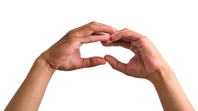 Both hands form a shape isolated on a transparent background