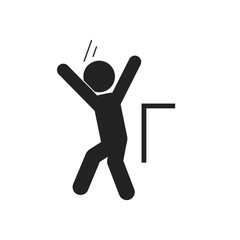 Isolated pictogram sign on man jump from edge, danger high platform, fall risk, jumping is prohibited