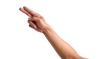 Hand gesture pointing two fingers isolated on a transparent background