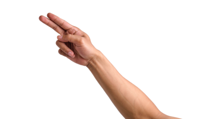 Hand gesture pointing two fingers isolated on a transparent background
