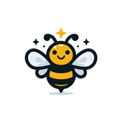 Icon Cartoon cute bee mascot illustration vector logo