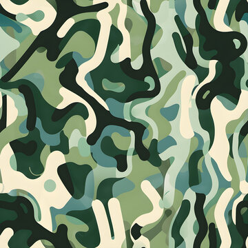 The seamless camouflage pattern of green and light spots is modern. Abstract background of spots. Print on fabric and clothes. Vector illustration