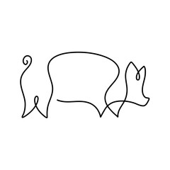 Hand drawn one line pig design 