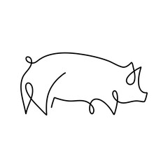 Hand drawn one line pig design 