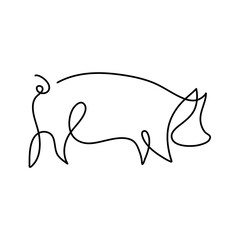 Hand drawn one line pig design 