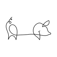 Hand drawn one line pig design 