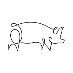 Hand drawn one line pig design 