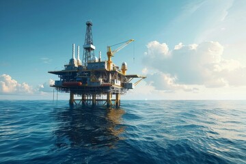Semisubmersible oil rig extracting liquid gold on the vast ocean - obrazy, fototapety, plakaty